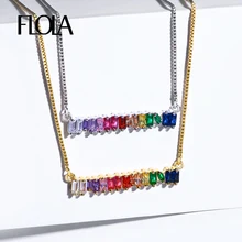 Flor cz arco-íris colar de pedra para a mulher multicolorido colar pingentes moda jóias arco-íris longo corrente colar nkep12