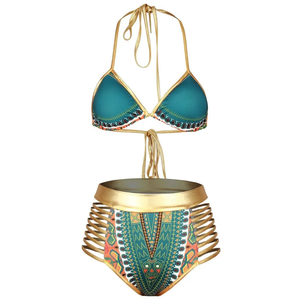 Bikinis Women African Print Bikini Set Swimwear Push Up Padded Bra ...