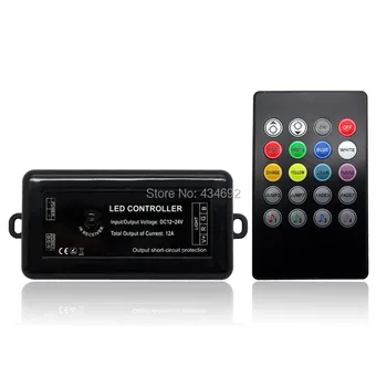 

20 key 12A IR LED Music controller Infrared RGB Music LED Controler DC12-24V Connect For RGB Led Strip Lights
