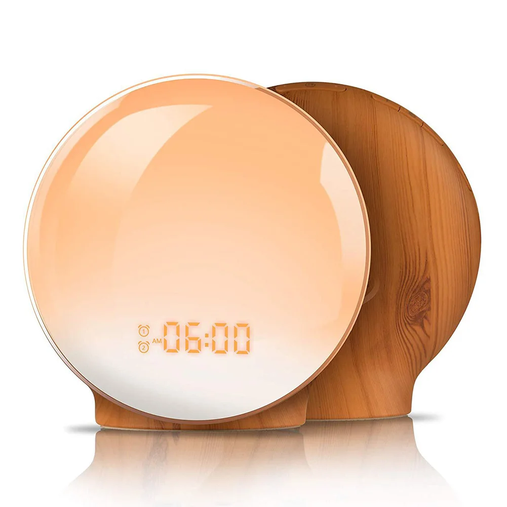 

WIFI Voice Sound Alarm Clock LED Sunrise Simulation with FM Radio Snooze Clock #1