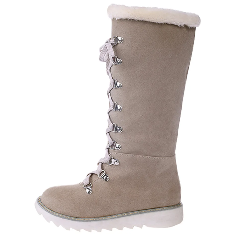

Women's Winter Shoes Platform Lace-Up Boots High Quality Women Shoes Women Plush Warmful Winter Boots Plus Big Size 35-43