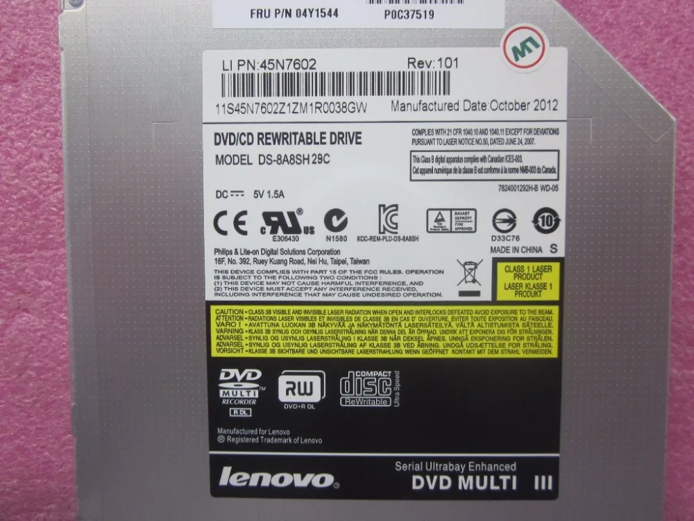 Обычный лоток 12,7 мм DVDRW привод DS-8A8SH для Thinkpad T420 T430 T520 T530 W510 W520 W540 FRU: 04Y1544