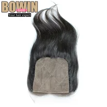 Grade 6A Silk Base Closure Peruvian Virgin Hair Straight Middle Part Closure Natural Color Tangle Free