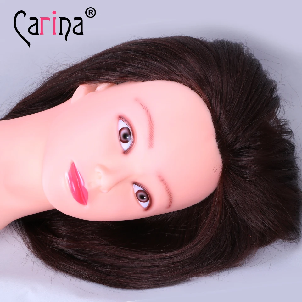 Hot Sale 22" Black Mannequin Head With Hair Hairdressing Training Practice Dummy Dolls Barber Hairstyles Training Manikin Heads