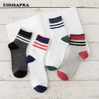 

[EIOISAPRA]Harajuku Female Meias College Style Socks Women Iridescence Socks Funny Two Striped Short Calcetines Mujer Sokken