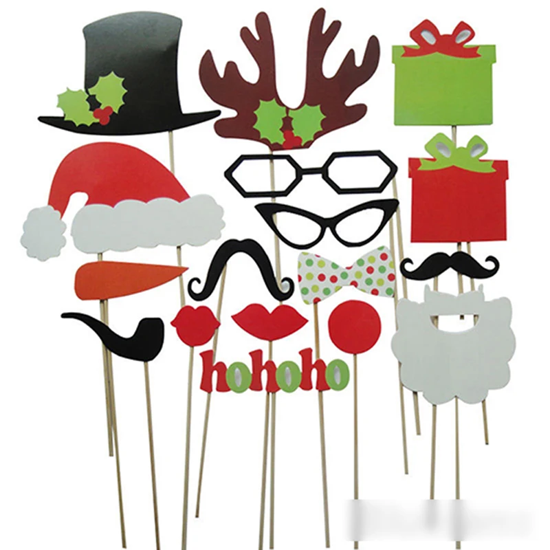 

17 Pcs Photo Booth Props Lips Moustache On A Stick For Wedding Party Decoration