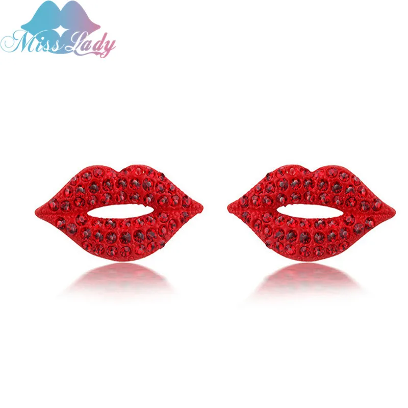

Miss Lady Crystal fashion earrings for women 2017 Sexy Kiss Lips Earrings For Women Gift For Girlfriend Fashion MLYA033
