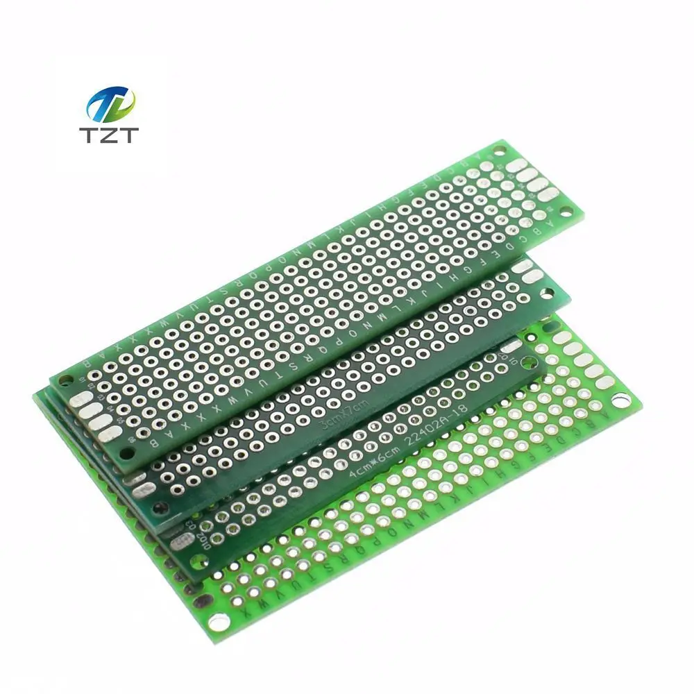 

Dropshipping 20pcs 5x7 4x6 3x7 2x8cm double Side Copper prototype pcb Universal Board Fiberglass board for Arduino