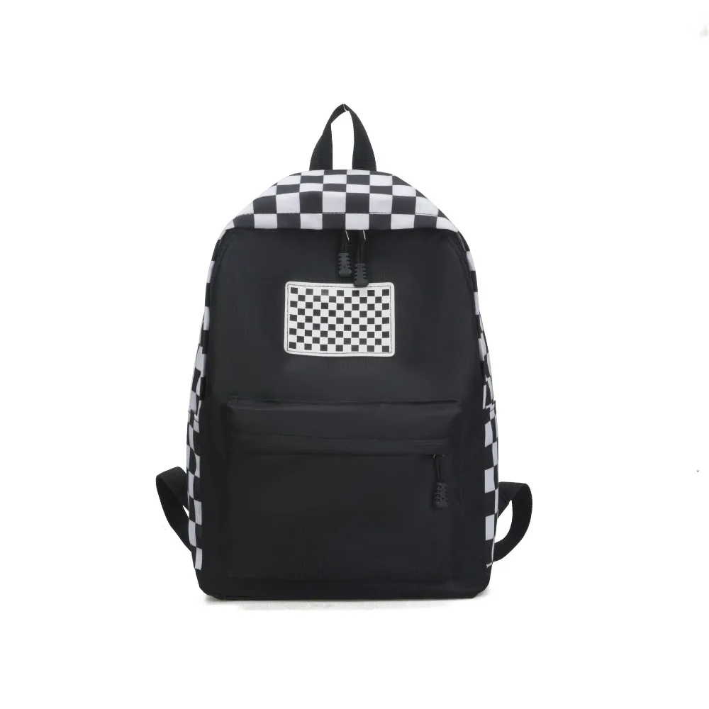 

Street Black and White Plaid Backpack Harajuku Chic Checkerboard Male Female Students Shoulder Schoolbag Backpacks