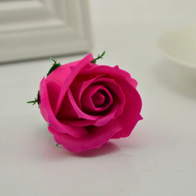 5Pcs 5x6cm Cheap Soap Rose Head Romantic Wedding Valentine's Day Gift Decoration Family Banquet Clip Art Artificial Flowers rose Red