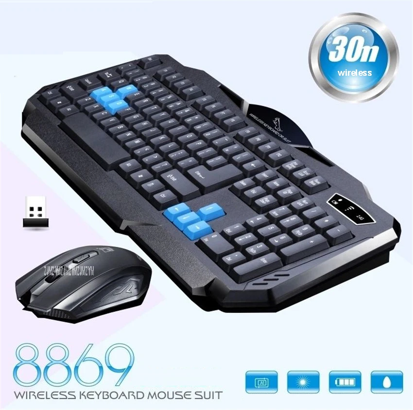 8869 1600DPI Keyboard Ultra-Thin Wireless Keyboard Mouse Combo 2.4G Wireless Mouse for Keyboard Style Mac Win XP/7/8/10 Tv Box