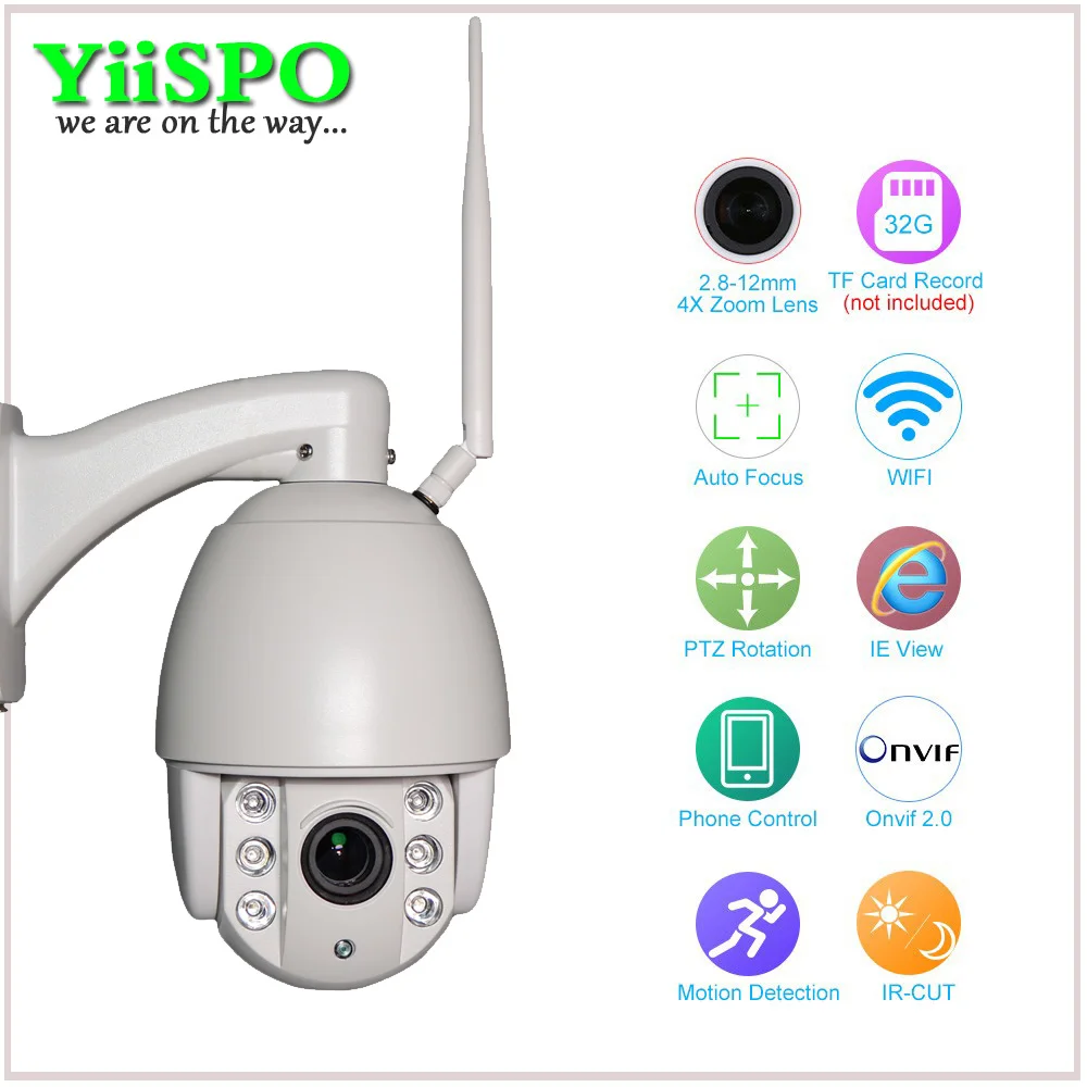 Беспроводная купольная IP-камера YiiSPO 720P 1080P FULL HD 4-кратный зум | Безопасность и
