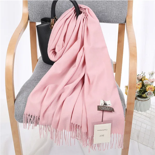Light Pink TagerWilen, роскошный брендовый зимний шарф, унисекс,, женский, мужской, шерстяной, небесный, кашемировый шарф, Пашмина, с кисточками, для женщин и мужчин, накидка, шаль - Цвет: Light Pink