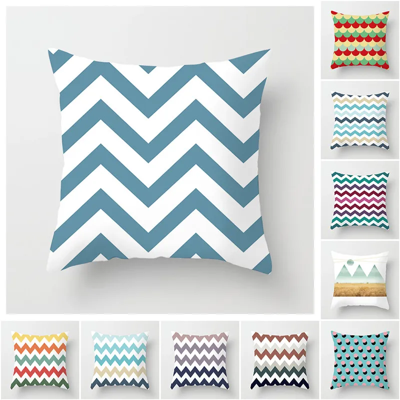 

Fuwatacchi Candy Colors Geometric Cushion Covers Arrow Wave Endless Dot Pillow Cover for Home Chair Decoration Pillowcases 45*45
