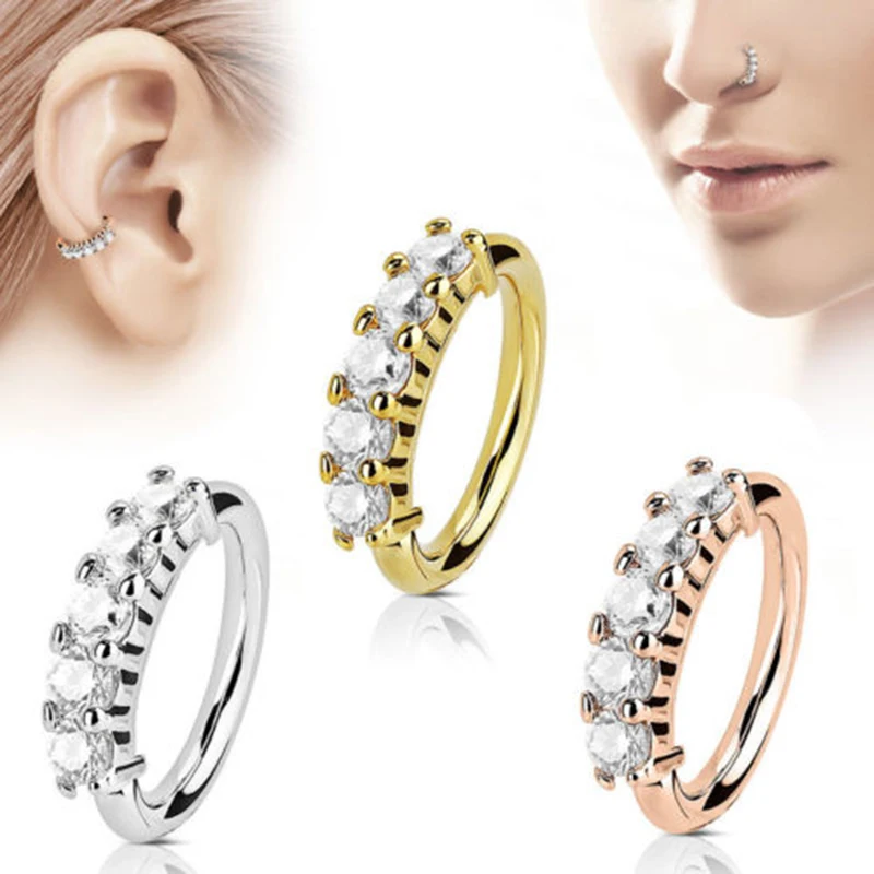 Piercing tabique con circonita cristales clicker anillo piercing oro Helix
