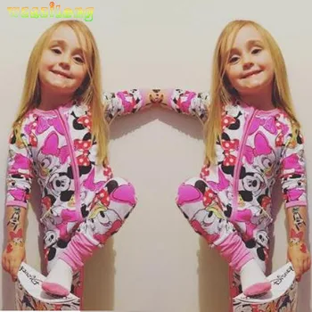 

Retail 2020 New spring newborn baby girl clothes Cartoon printing Minnie and mickey long-sleeved zipper conjoined baby climb