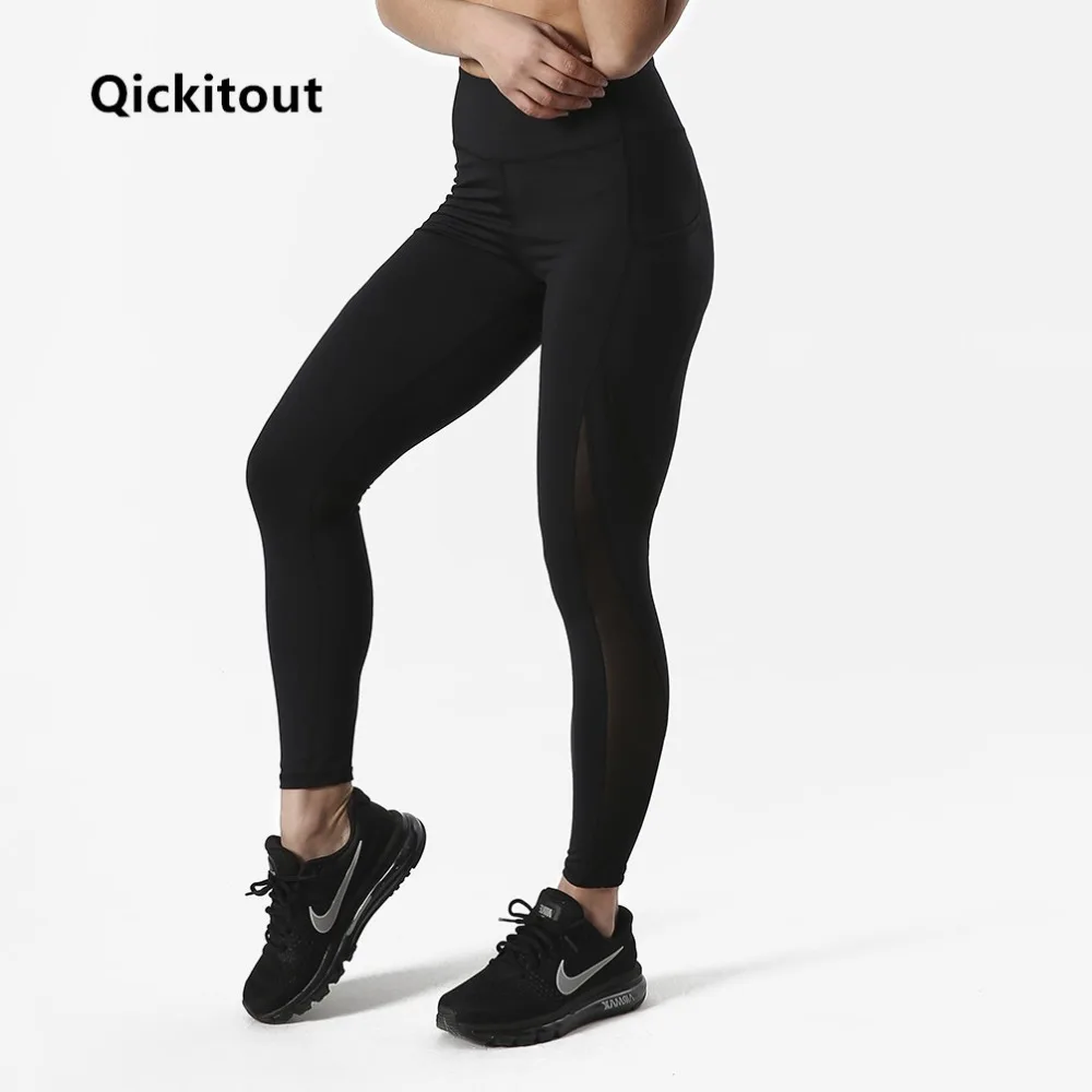 Baratos 2018 moda athleisure leggings Mujer malla empalme fitness Delgado negro legging ropa deportiva nueva leggins hot bodybuilding