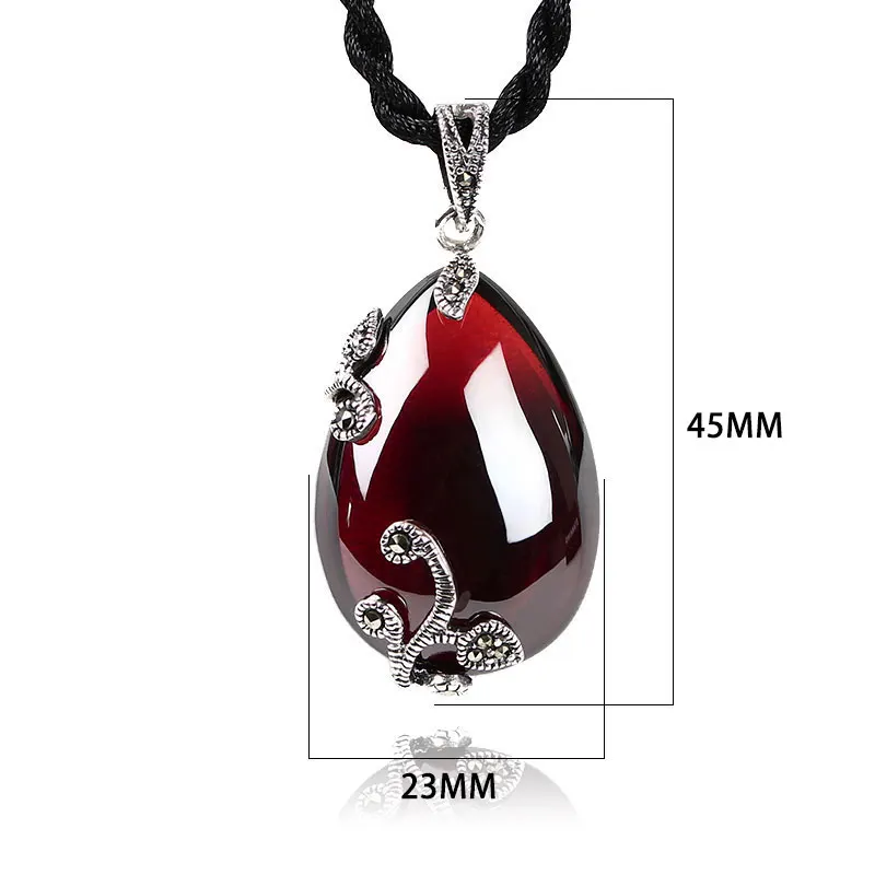 Женское Ожерелье подвеска из серебра 925 пробы с красным камнем|sterling pendant|pendant