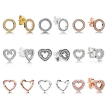 Подлинные 925 пробы серебряные серьги-гвоздики с сердечком и милой Пчелой, классические элегантные серьги-гвоздики с фианитами, европейские очаровательные браслеты, ювелирные изделия