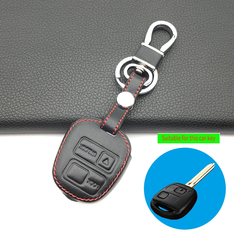 2 кнопки кожаный чехол для дистанционного ключа автомобиля TOYOTA CAMRY RAV4 PRADO COROLLA AVENSIS