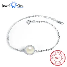 Изящные Браслеты из Рафинированного Серебра 925 для женщин, Классически свадебные кубических браслеты c жемчугом,Бижутеря /ювелирные изделия подарок для девушки/ мамы(JewelOra BA101906