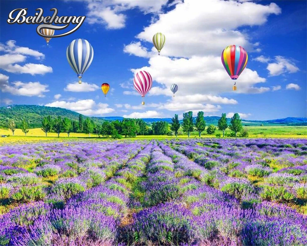 Beibehang Dinding Foto Wallpaper Lavender Bunga Dan Pemandangan