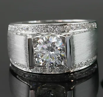 

1Ct White Gold 585 Round Brilliant Cute Test Positive Moissanite Men's Engagement Ring Everlasting Quality Love Gift For Her
