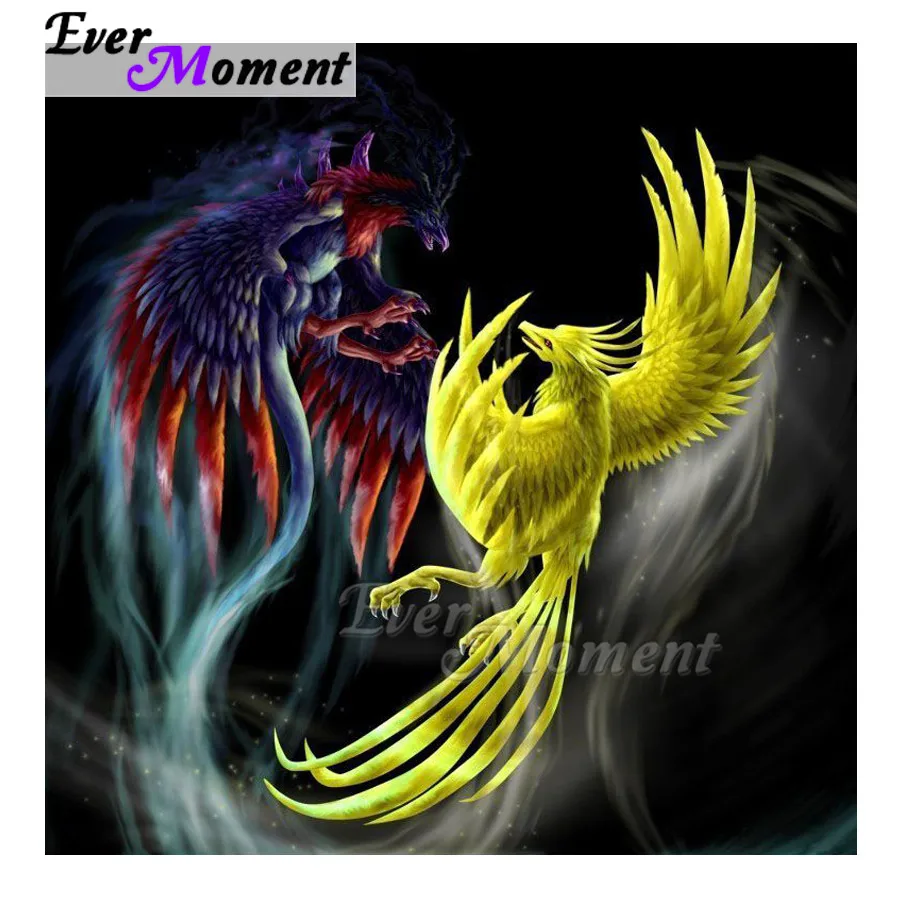Алмазная живопись Ever Moment картина стразы желтые фиолетовые Летающий орел