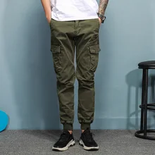 Для мужчин джинсы брюки-карго Для мужчин джинсы боковые карманы брюк средней посадки Для мужчин Повседневные штаны однотонные джинсовые Hombre Masculina брюки Da7211