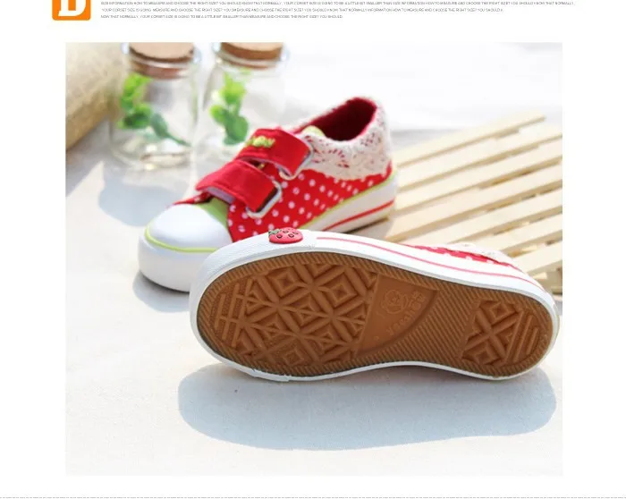 2015 New Lace Children Shoes Breathable Cotton Fabric Girls Shoes Polka Dot Canvas Velcro Coe Muscle Sneakers Autumn Kids Shoes free shipping (4)