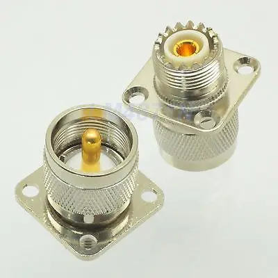 

1xAdapter UHF female SO239 to PL259 male 25.4mm flange panel mount connector F/M