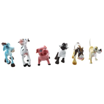 

Best Sale 6 New Hard Plastic Cartoon Farm Animals Figures Set Toy Kid Children