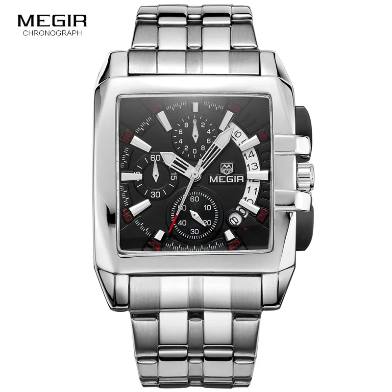 Prix Megir nouveau hommes d affaires montres à quartz de mode marque chronographe montre bracelet pour homme chaud heure pour hommes avec calendrier 2018