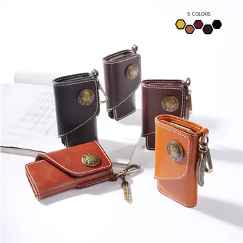 

ALAVCHNV 2017 new original handmade first layer cowhide retro men and women key package tannage key chain BR5037