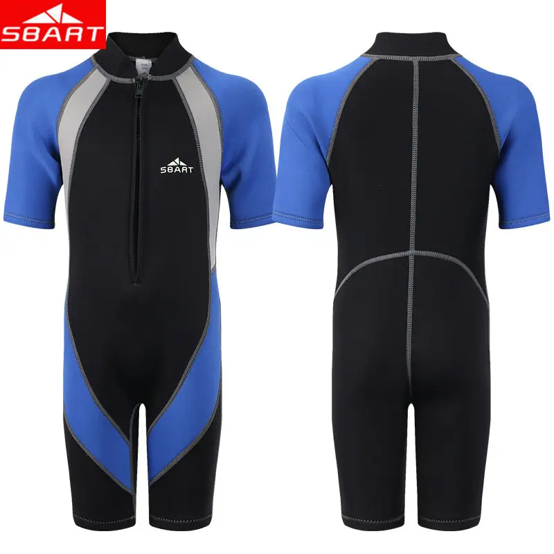 SBART 2MM Neoprene Wetsuits Boy Girls Short Sleeve Diving Suit Children