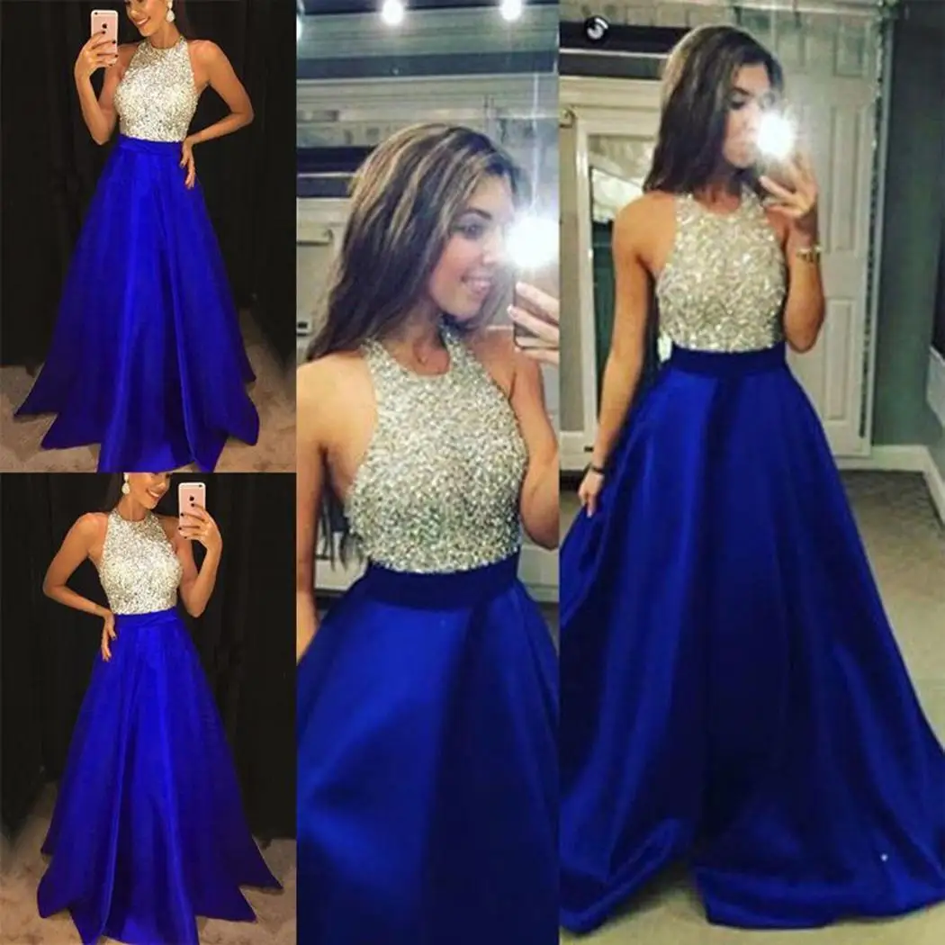 Dress Waist Formal Long Slim Summer O-neck Party Sleeveless Middle Women Solid s Neck Blue O Casual Sequin Dress Waist Formal Long Slim Summer O-neck Party Sleeveless Middle Women Solid s Neck Blue O Casual Sequin