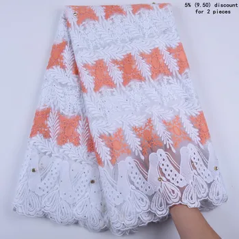 

Milk Silk Lace Fabrics Latest High Quality Embroidery Cotton Mesh African French Tulle Lace Fabric For Party Dress 5 Yards A1680