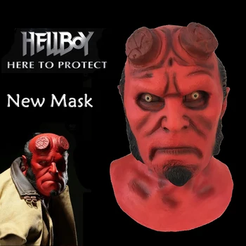 

Hellboy Mask Hood Halloween Masks Realistic Silicone cosplay scary maske latex hood mascara terror vestido de festa face masque