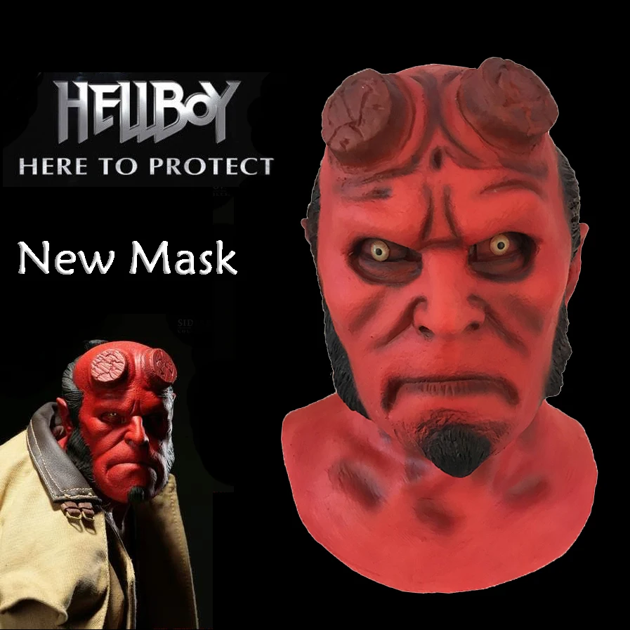 Hellboy маска капюшон Хэллоуин Реалистичные Маски силиконовая Косплей страшная