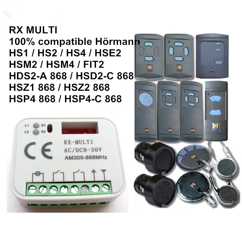 

433mhz and 868mhz Hormann compatible receiver for Hormann remote controls / 2-ch 868,3Mhz, 12-24V