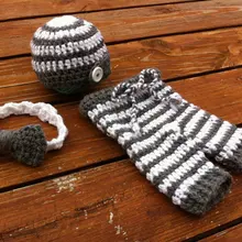 Детские Полосатые Шапочки/шапочка, галстук-бабочка с подходящими штанами, комплект для малышей. хлопок, реквизит для фотосъемки новорожденных