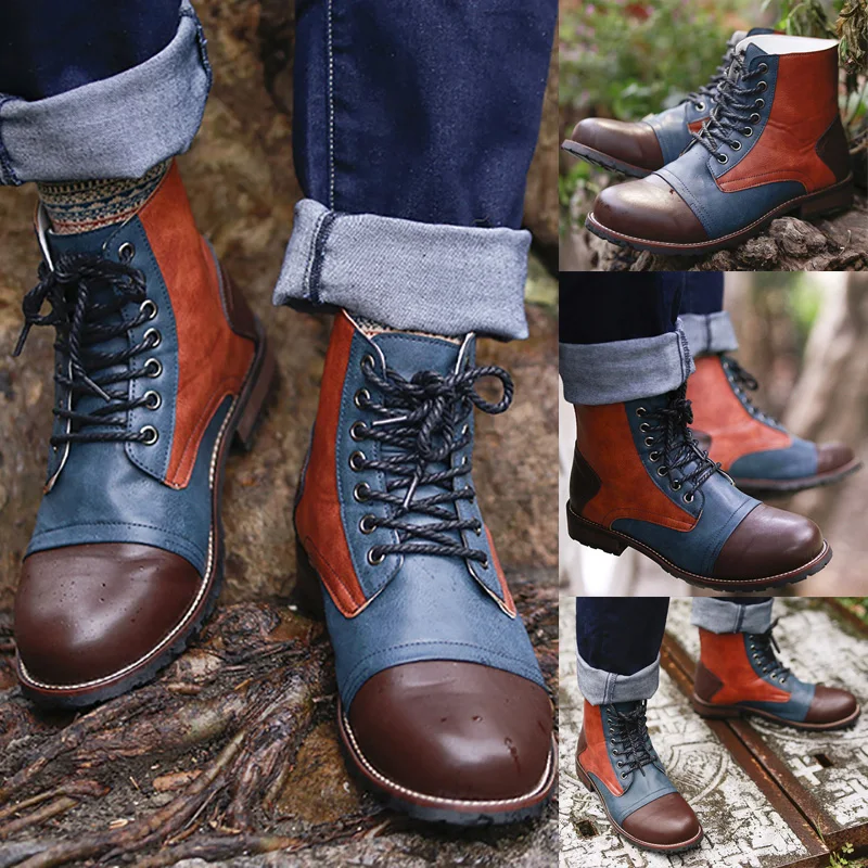 

COSIDRAM Male Lace Up Warm Ankle Boots Men Pu Leather Boots Winter Shoes Fashion Men Brithsh Shoes 2018 BRM-078