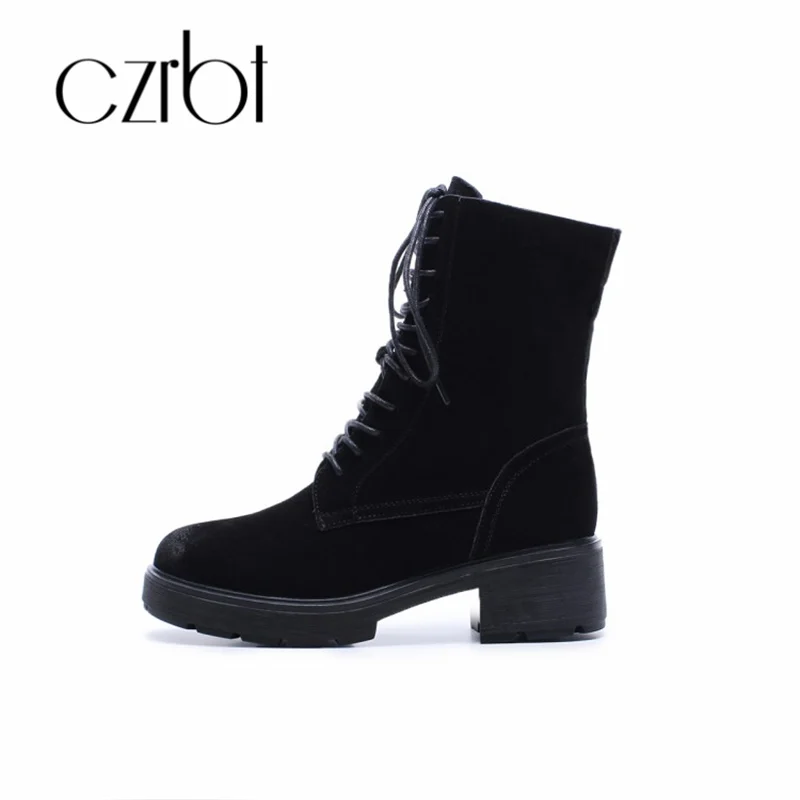

CZRBT 2018 sells leather Martin boots skidproof round head waterproof platform with comfortable lace edge zipper women's shoes