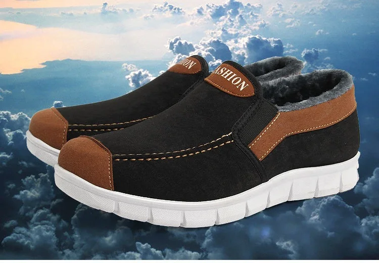 Slip on Casual Shoes Men Canvas Winter Outdoor Walking Sneakers Warm Snow Shoes with Fur Men Suede Shoes Father Soft Non-slip (3)