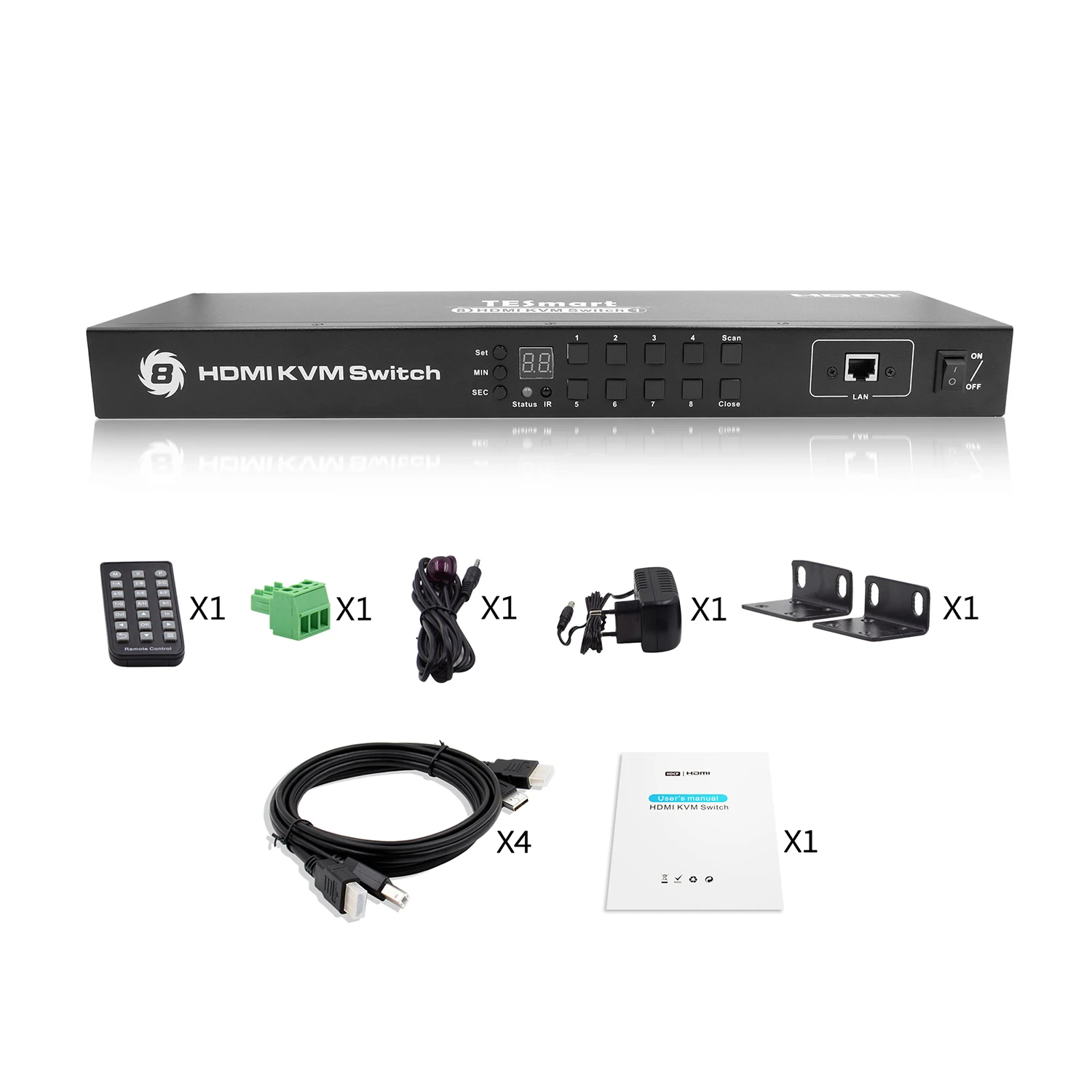 TESmart HDMI KVM переключатель 8 порты и разъёмы поддержка 3840*2160/4 к 2 шт. стойки уши Стандартный 1U управление восемь серверов w/один видео мониторы