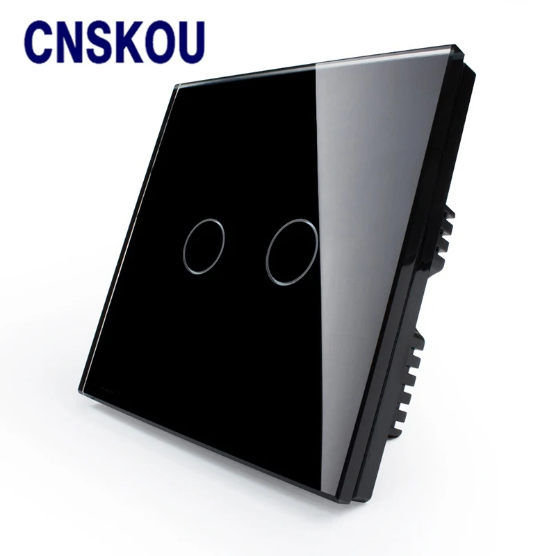 CNSKOU Великобритании Стандартный 2 Gang AC220 ~ 250 В Кристалл Стекло Панель умный дом