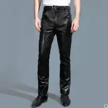 M-7XL Мужская Новая одежда Тонкие штаны из натуральной кожи деловые повседневные зимние мужские утепленные мотоциклетные кожаные брюки из овчины