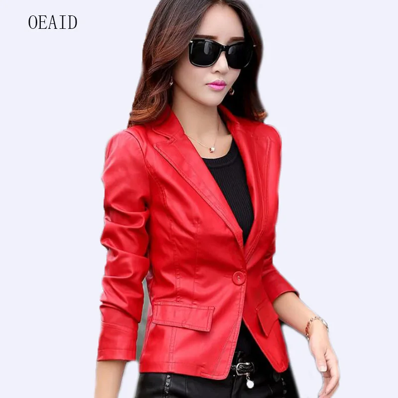 

Plus Size 3XL Women's Blazers Leather Jacket Women Leather Coat Outerwear 2019 New Ladies Jackets Coats Short Suit Female
