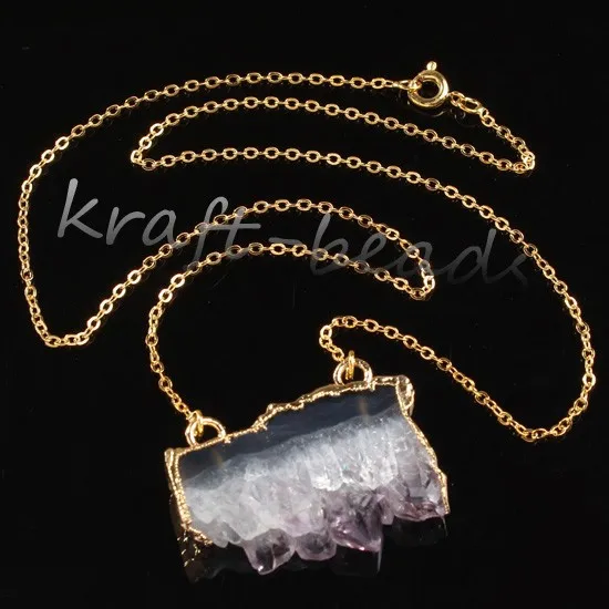 Natural Gnergy Gemstone~ Double Buckle Irregular Shape Pendant Natural Purple Amethysts Quartz Stone Necklace Fashion Jewelry 5 AA00409002302d
