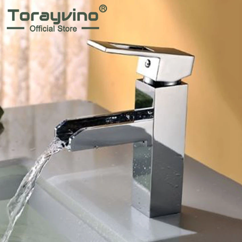 Torayvino Bathroom Waterfall Tap Bathroom Sink Basin Mixer Waterfall